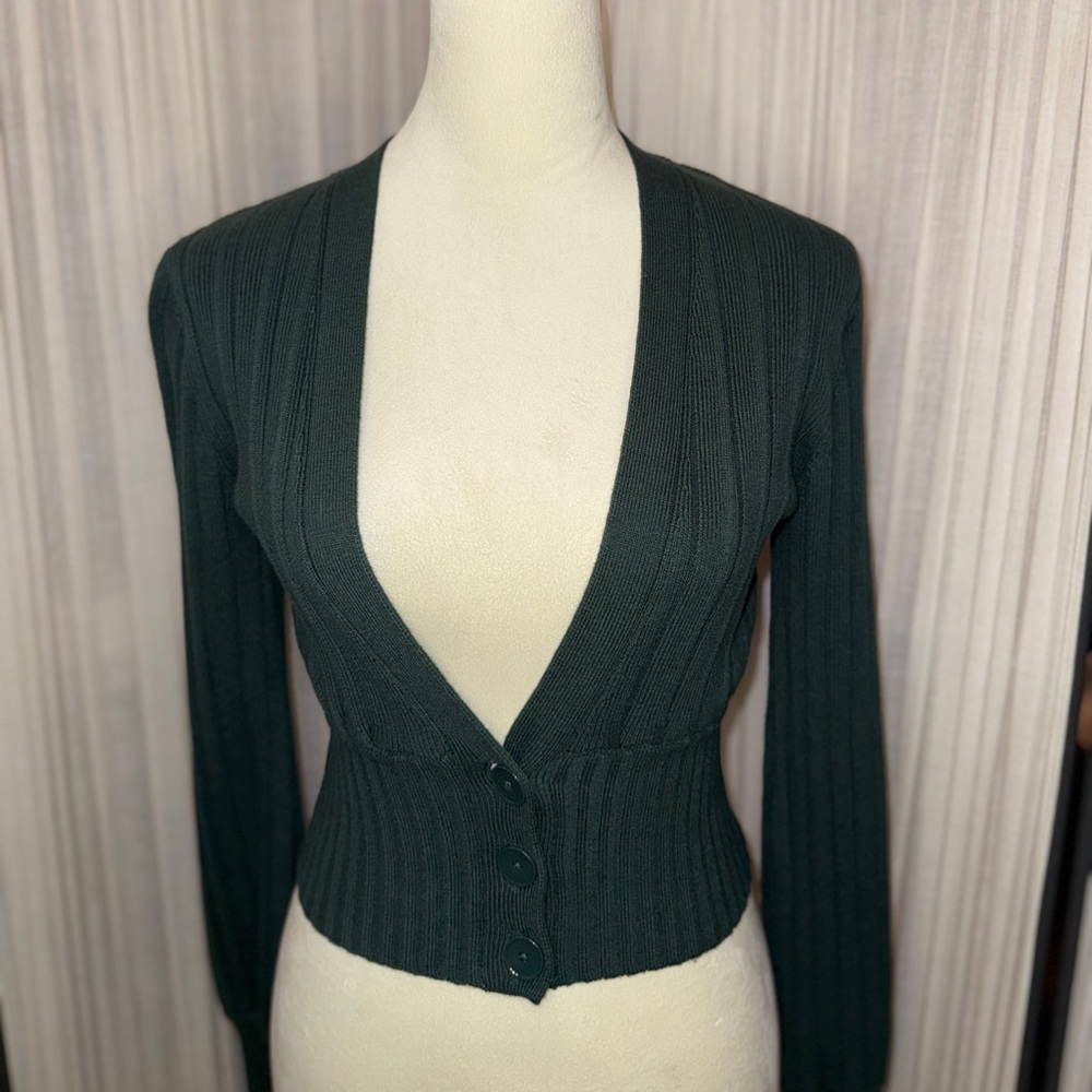 Aritzia Wilfred Green Plunge Front Cardigan Size XS